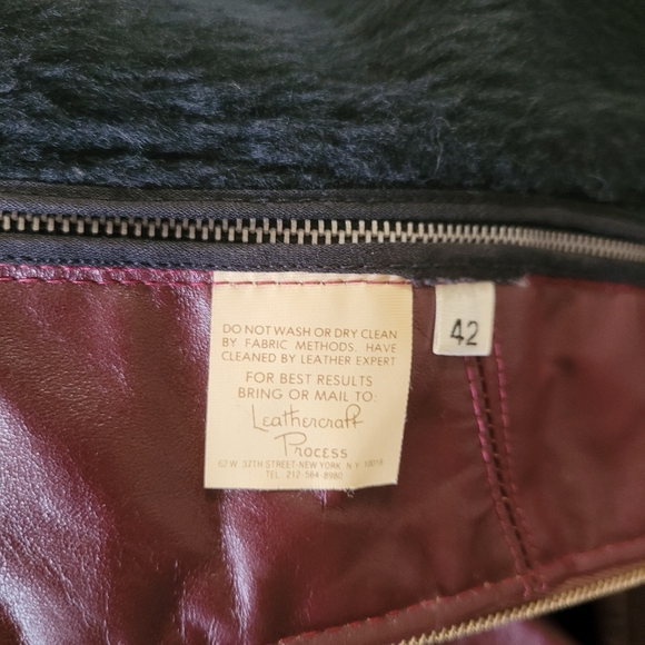 1970's Moto Men's Burgundy Oxblood Zip-Front Leather Jacket Double Lined - Picture 11 of 11